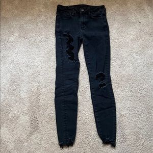 black american eagle ripped skinny jeans